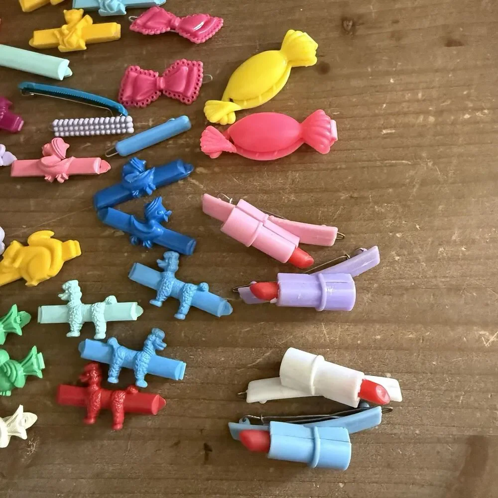 Vtg Lot Goody 1980s Colorful Animals Hair Clip Snap Tight Plastic Kids Barrettes